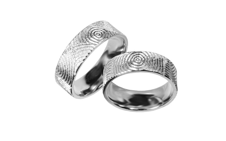 45368+45369-wedding rings, white gold 750